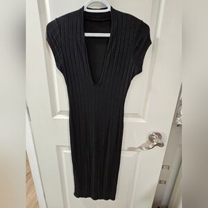 Elegant Black Ribbed Dress